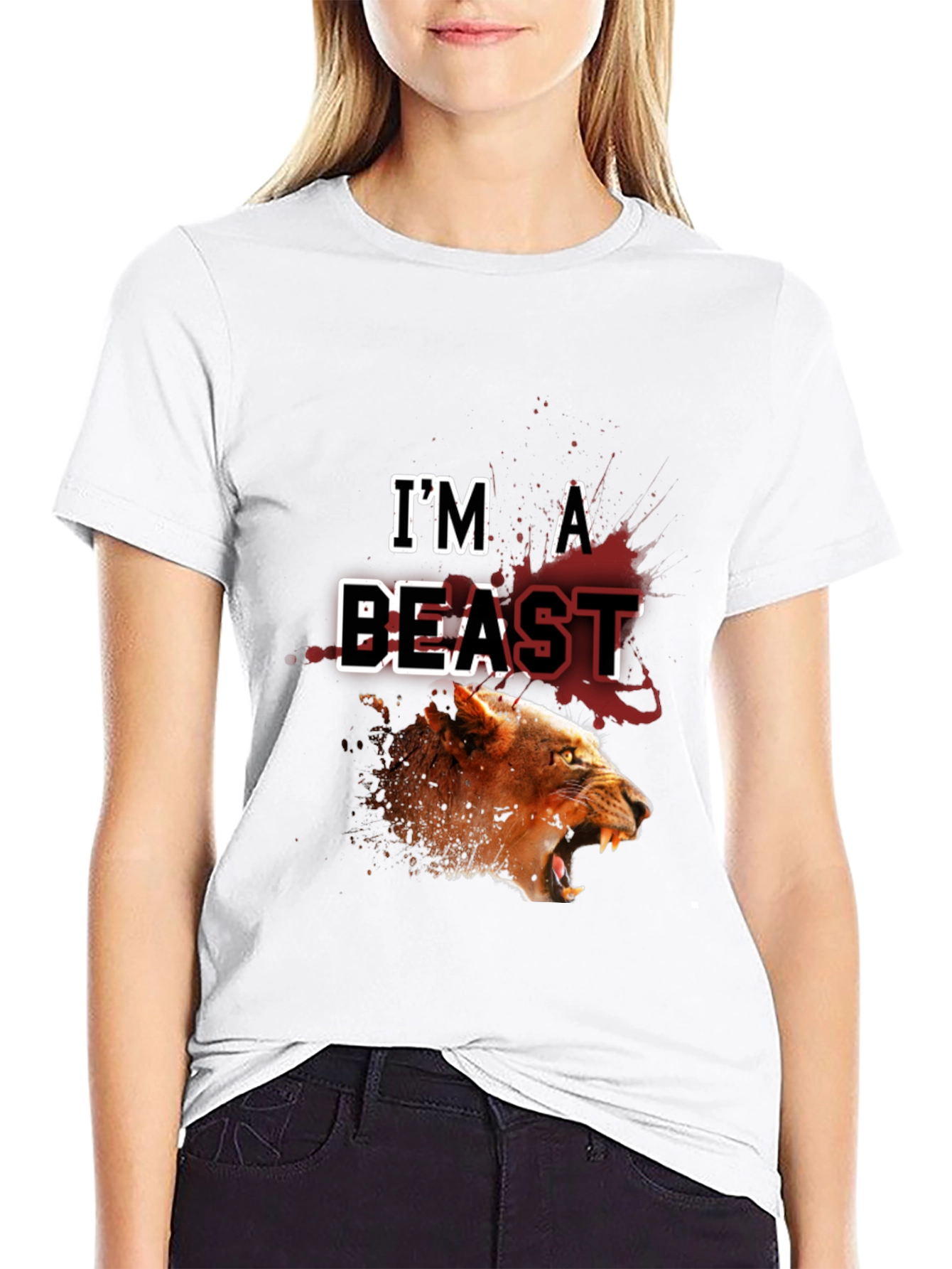 Im a Beast Lion Graphic Black T-Shirt