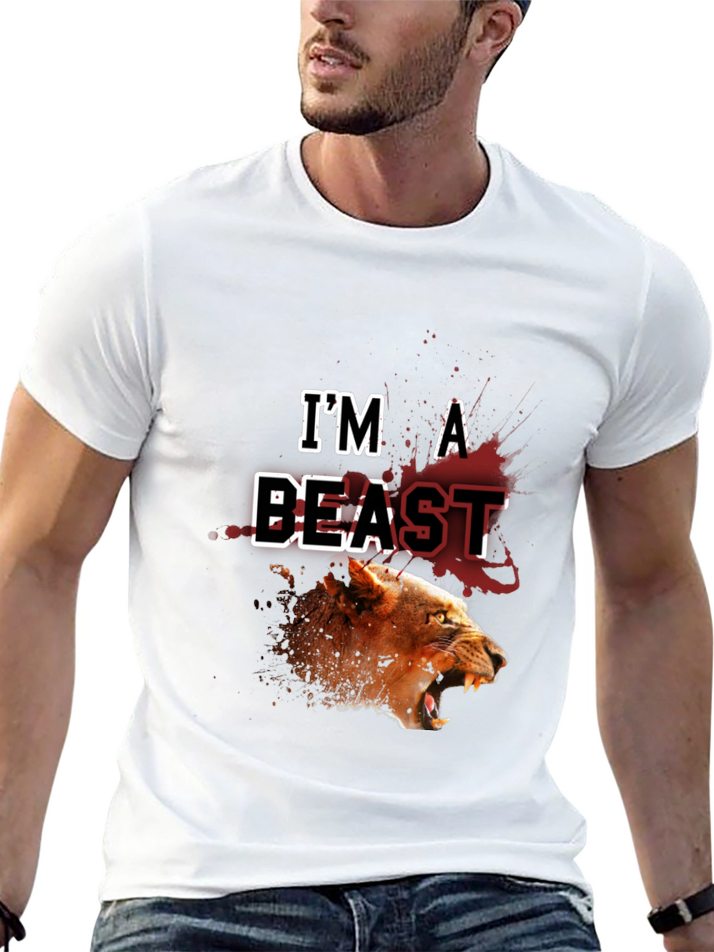 Im a Beast Lion Graphic Black T-Shirt