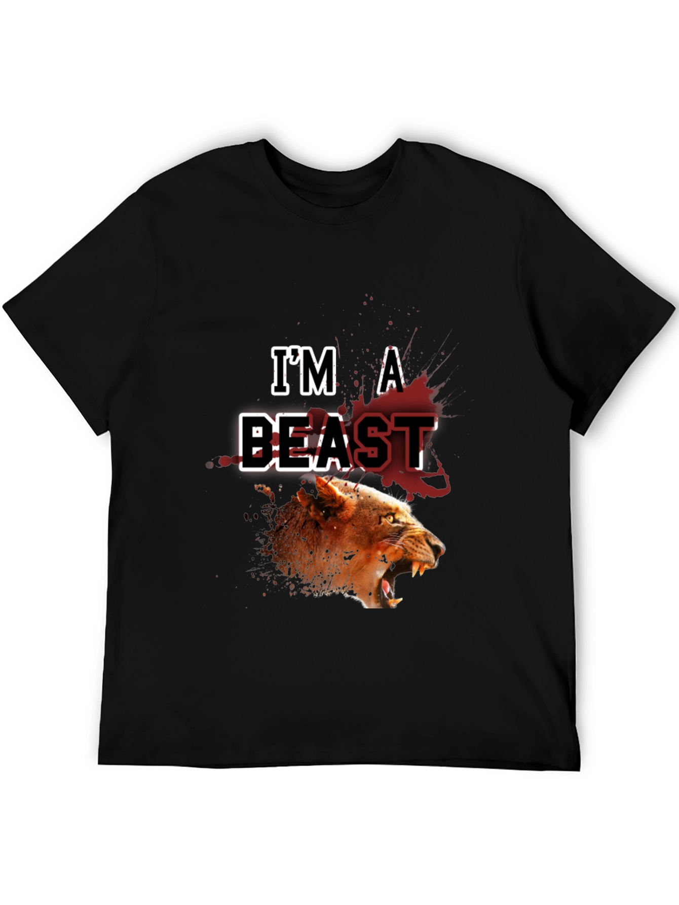 Im a Beast Lion Graphic Black T-Shirt