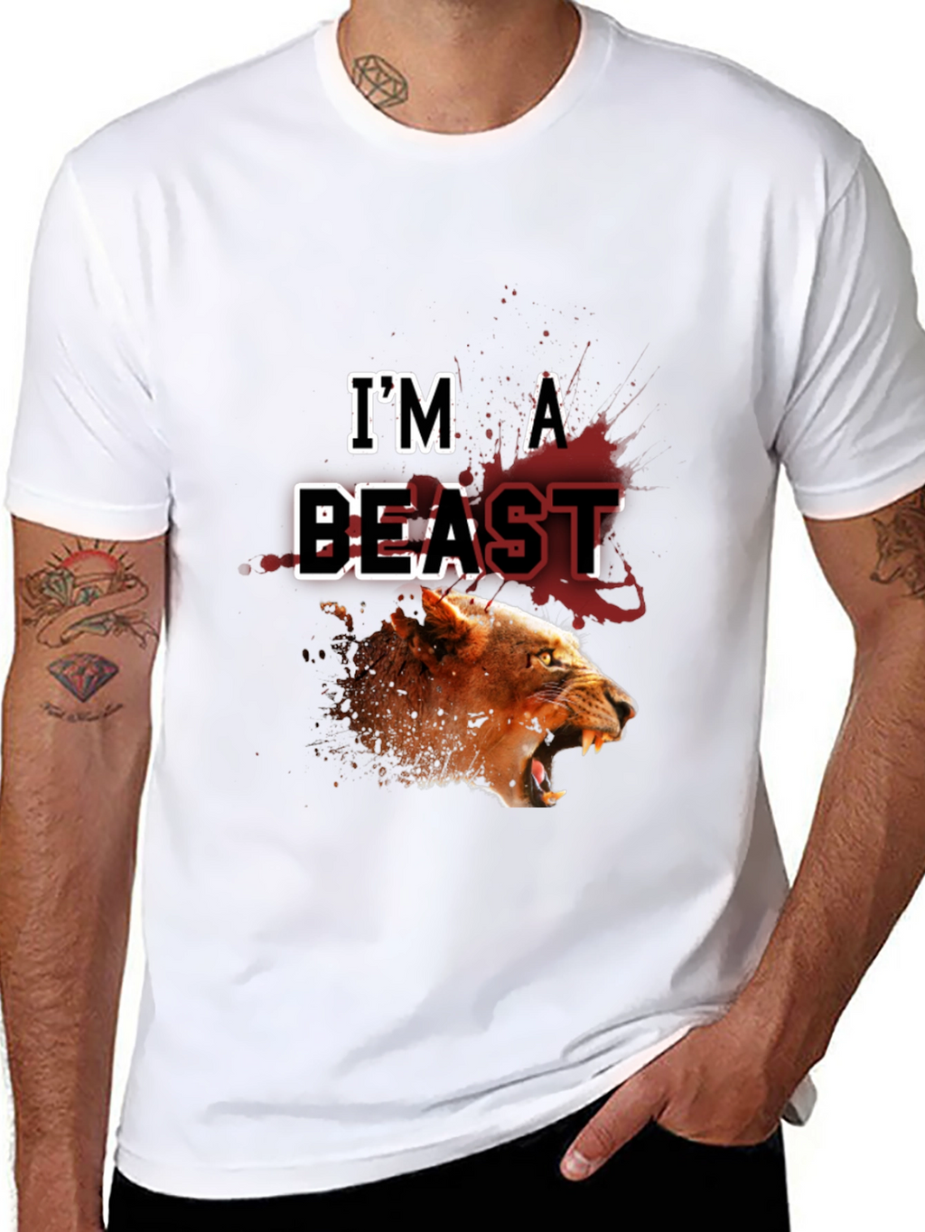 Im a Beast Lion Graphic Black T-Shirt