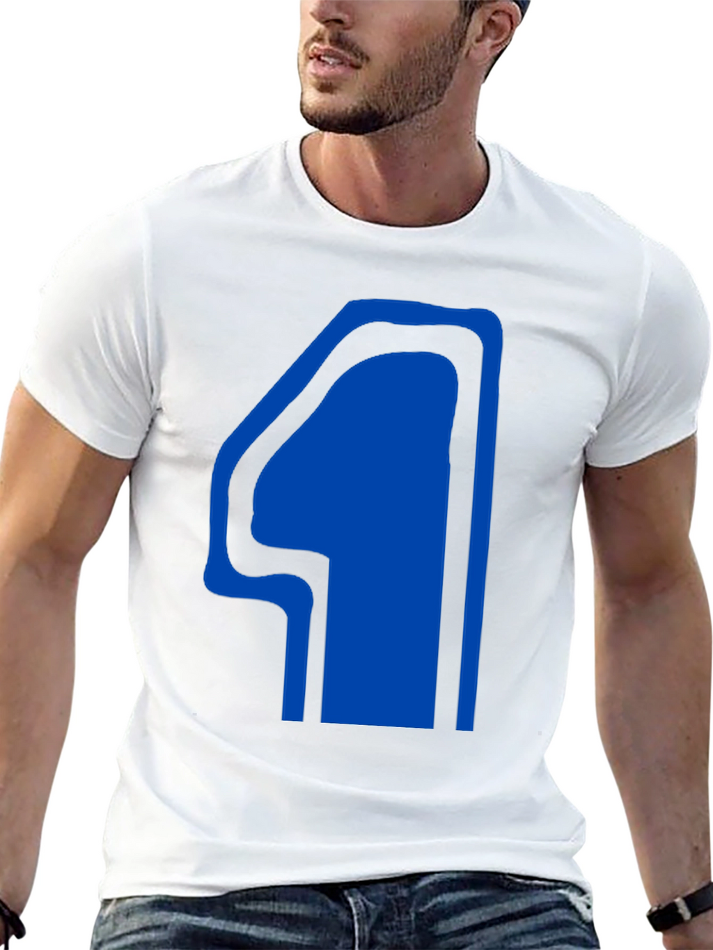 Black T-Shirt with Blue Number 4 Design
