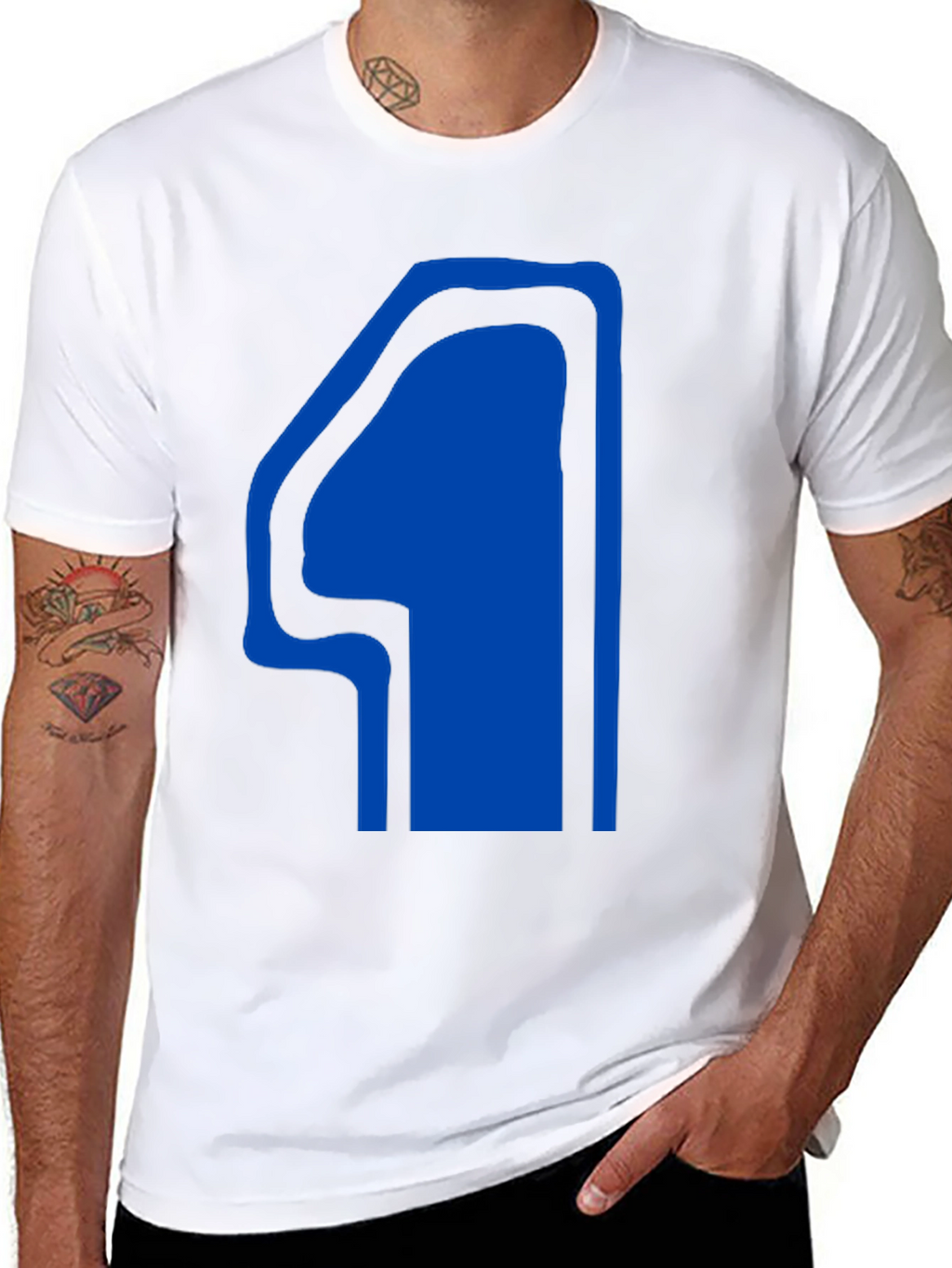 Black T-Shirt with Blue Number 4 Design