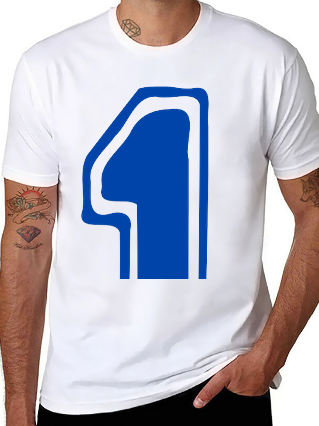 Black T-Shirt with Blue Number 4 Design