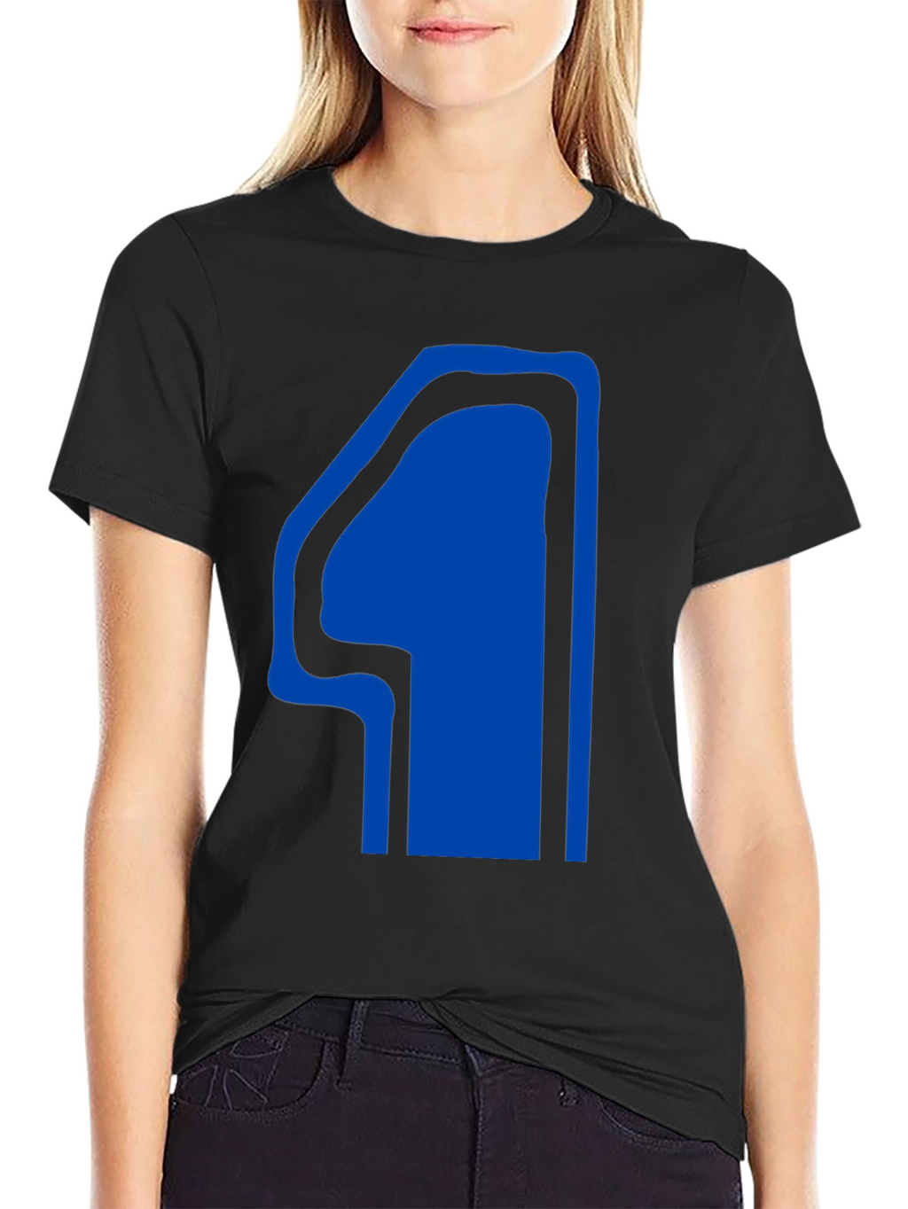 Black T-Shirt with Blue Number 4 Design