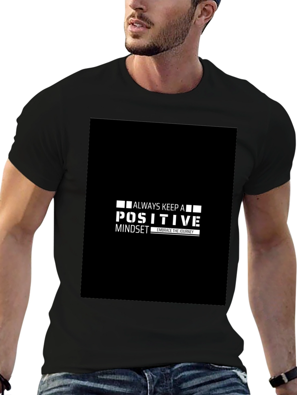 Positive Mindset Black Tee - Embrace the Journey