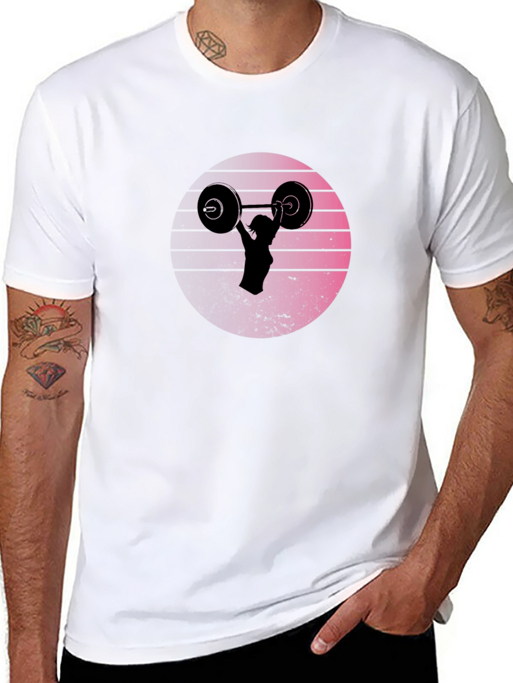 Retro Sunset Weightlifting T-Shirt