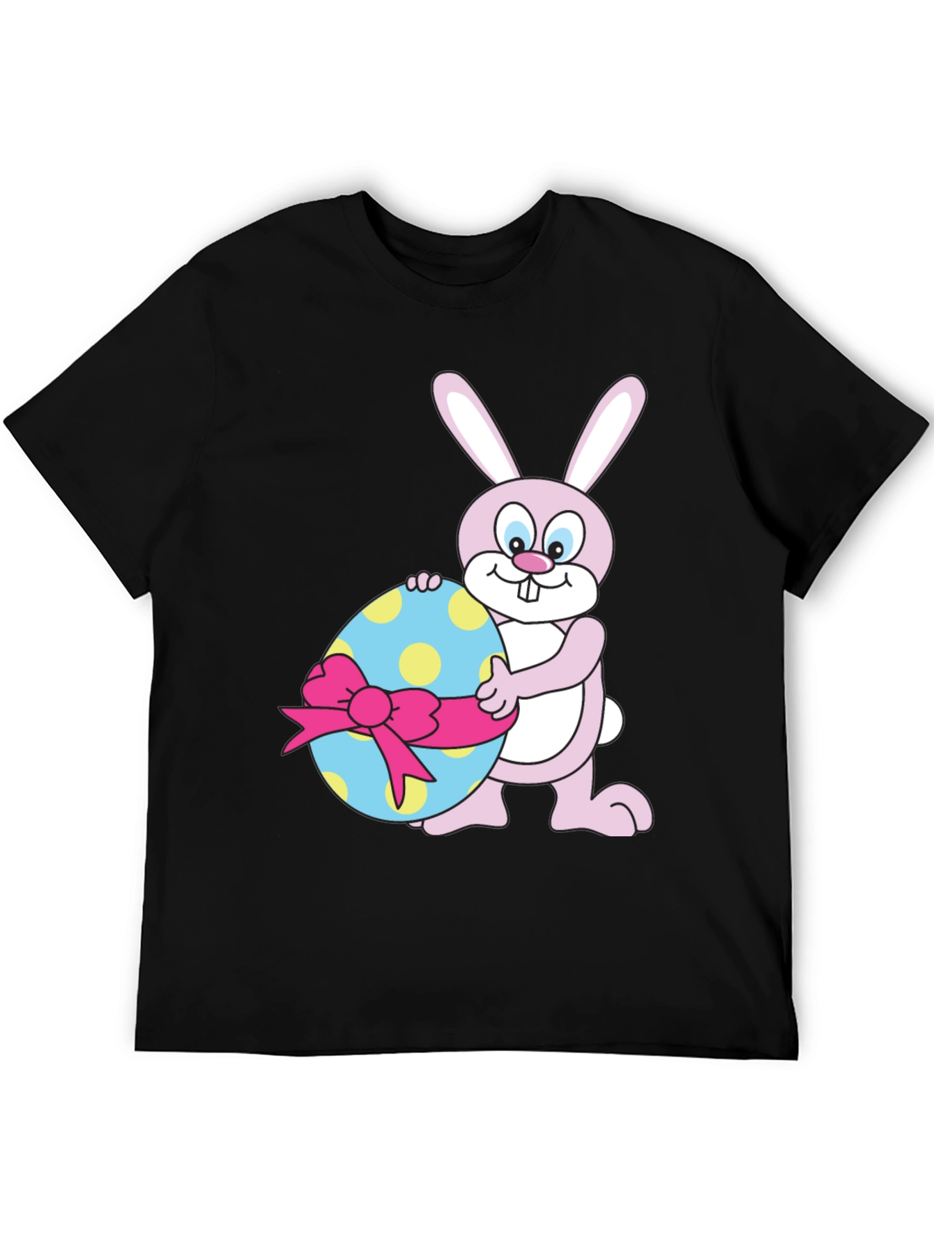 Easter Bunny Holding Decorated Egg Black T-Shirt