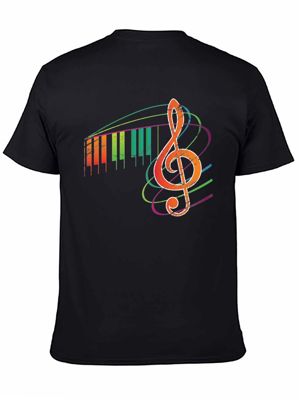 Musical Keyboard and Treble Clef Graphic T-Shirt