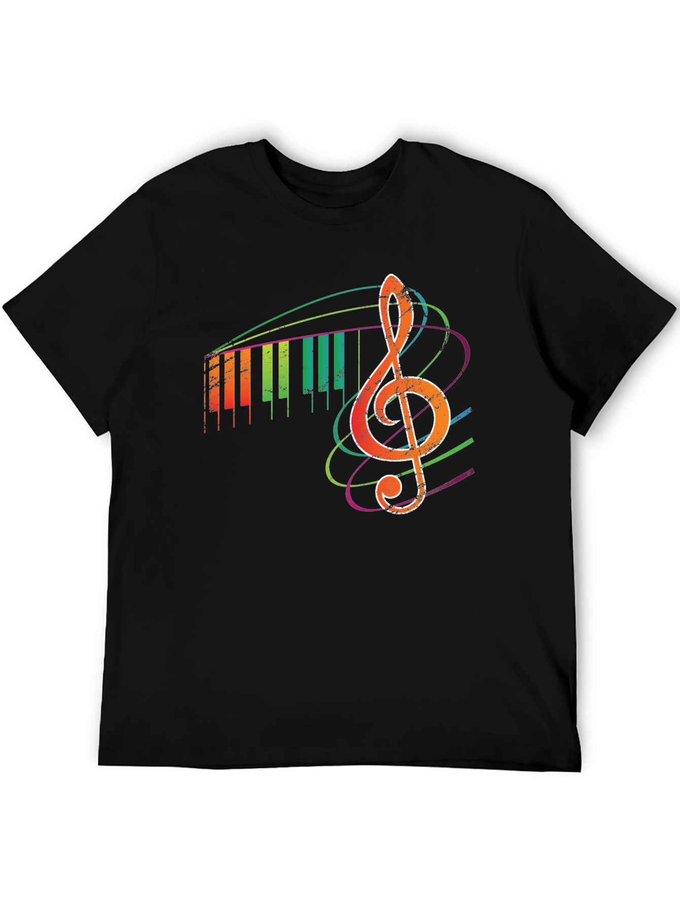 Musical Keyboard and Treble Clef Graphic T-Shirt
