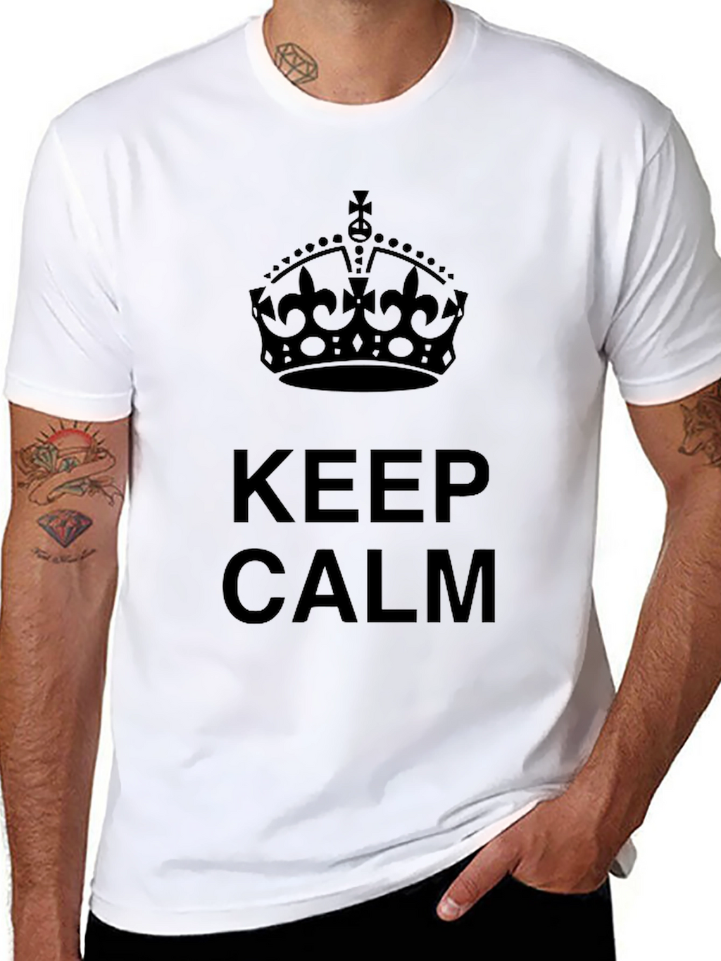 Keep Calm Crown Graphic Tee - Stylish Black T-Shirt