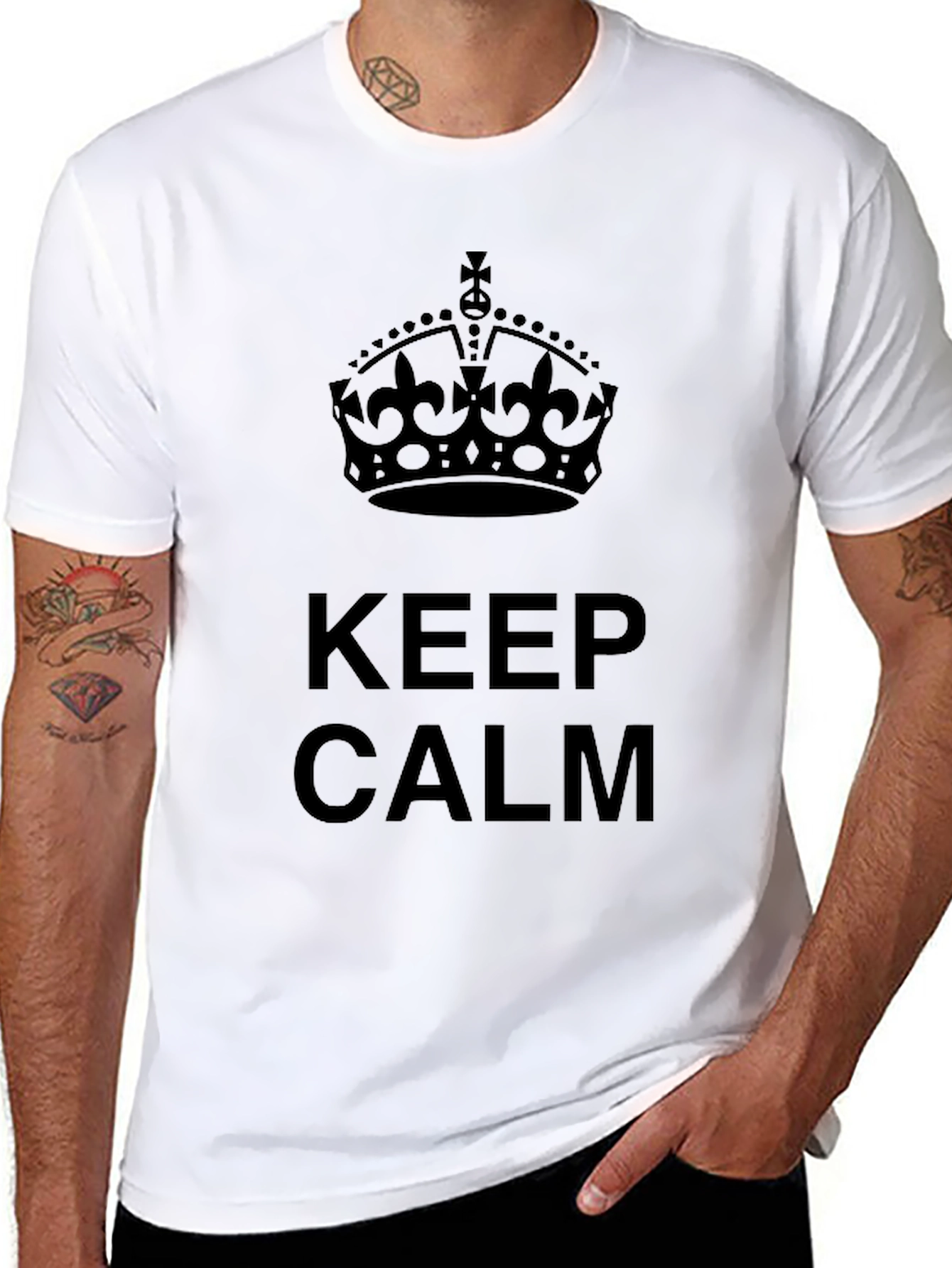 Keep Calm Crown Graphic Tee - Stylish Black T-Shirt
