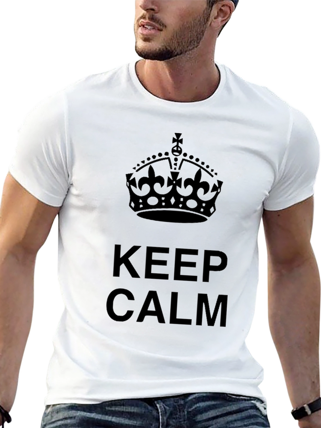 Keep Calm Crown Graphic Tee - Stylish Black T-Shirt