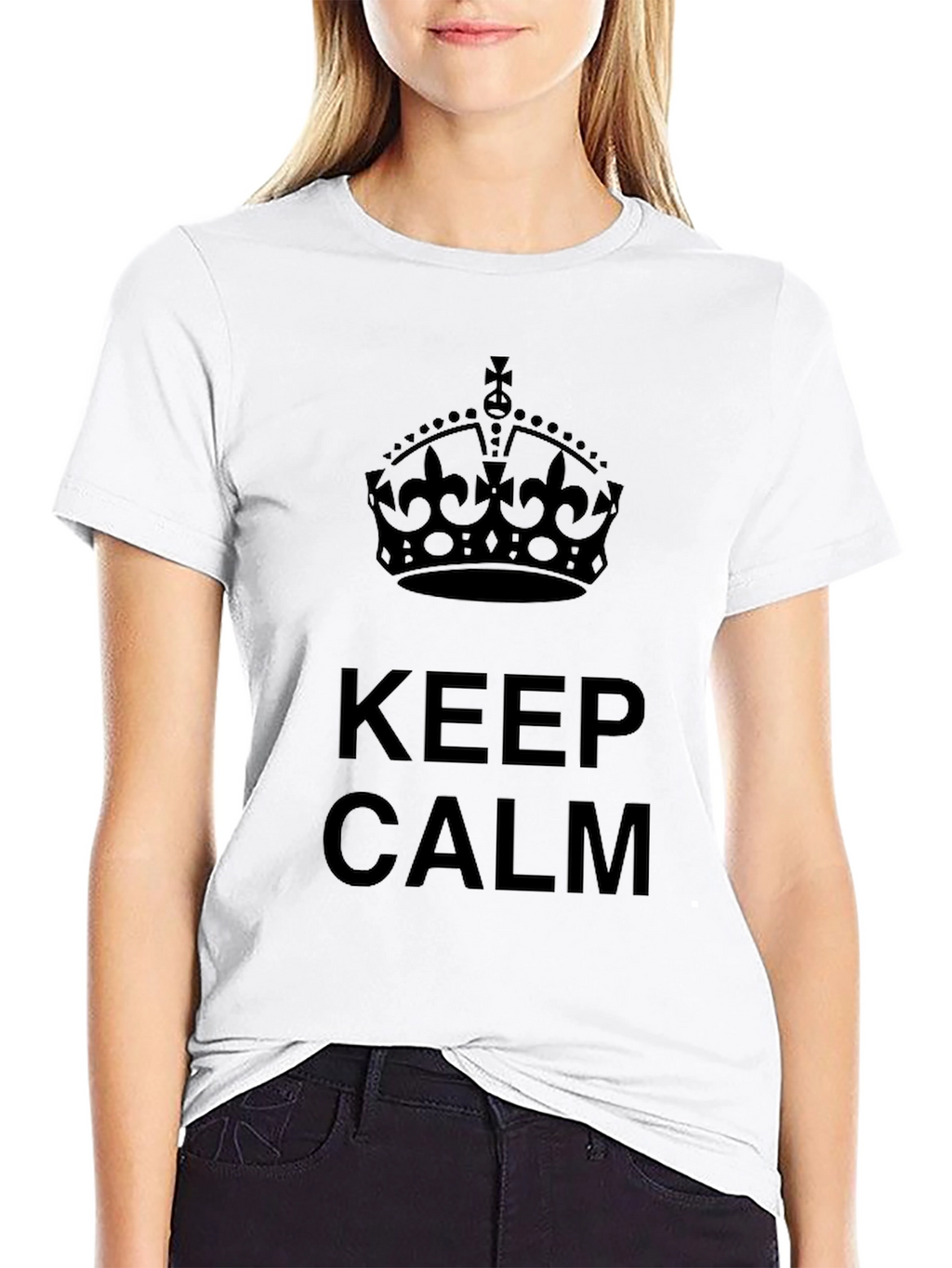Keep Calm Crown Graphic Tee - Stylish Black T-Shirt