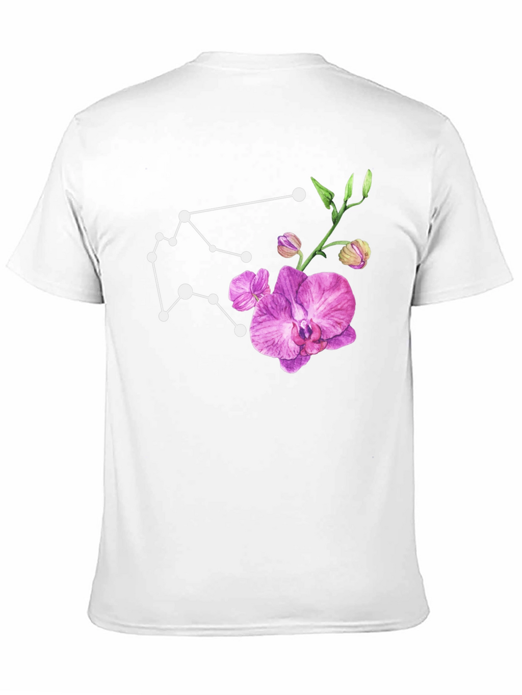 Aquarius Constellation & Orchid Black T-Shirt