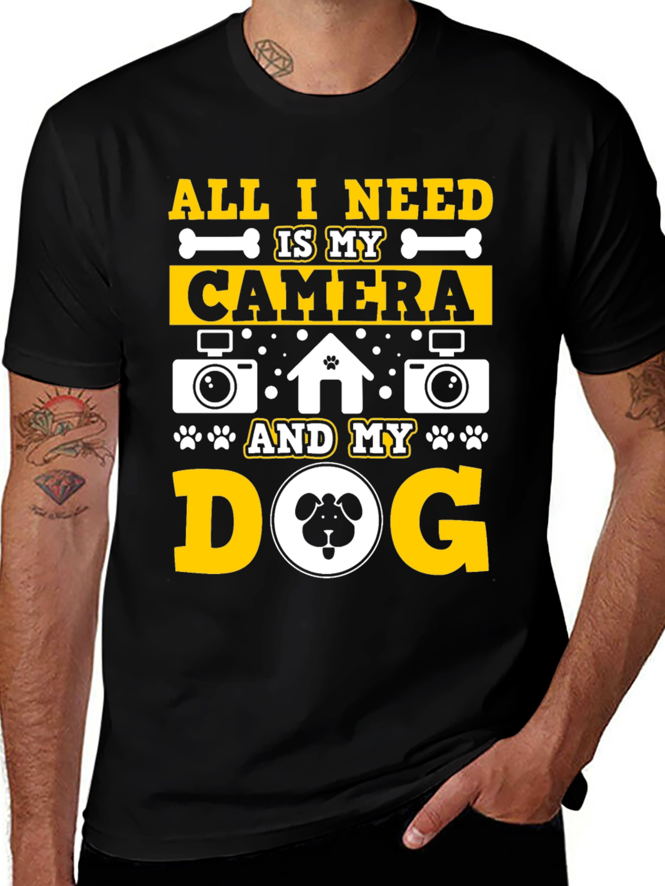 All I Need Is My Camera and My Dog Graphic Tee