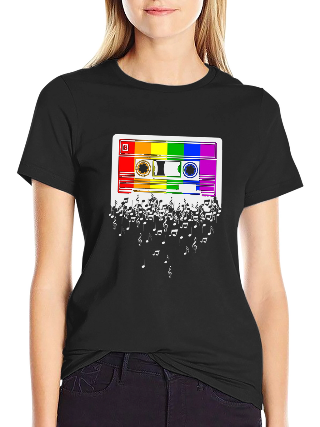 Rainbow Cassette Tape Music Note T-Shirt
