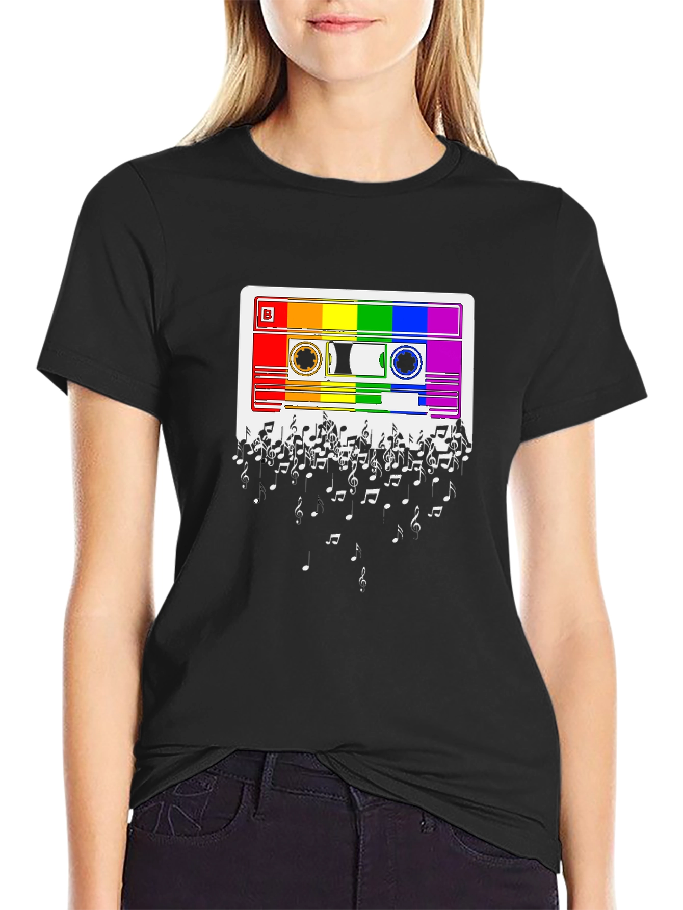 Rainbow Cassette Tape Music Note T-Shirt