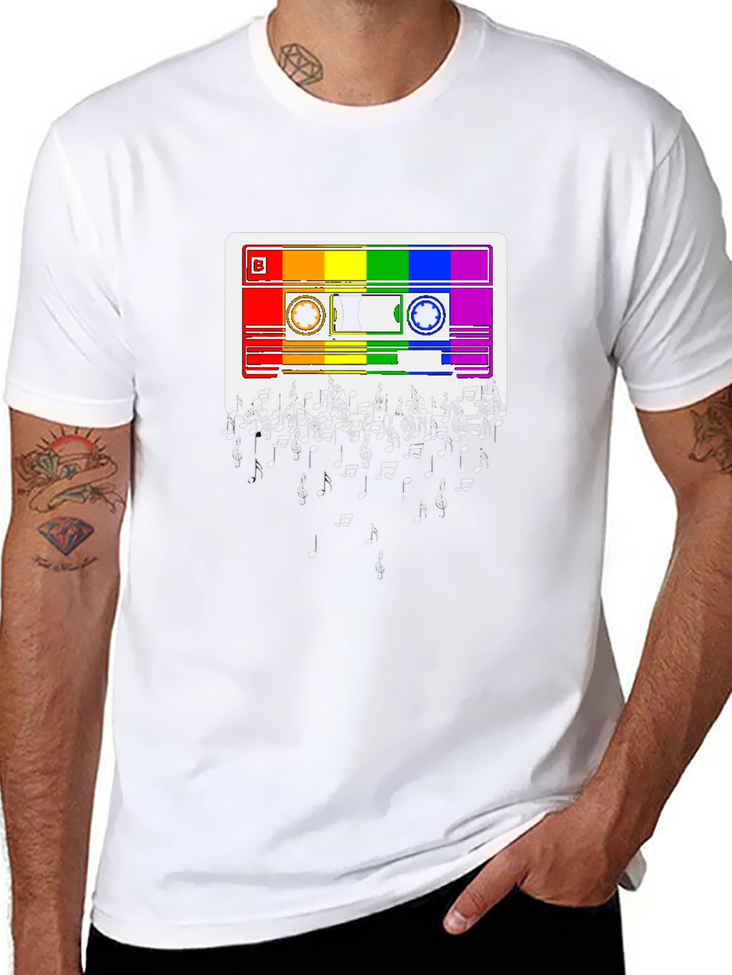 Rainbow Cassette Tape Music Note T-Shirt
