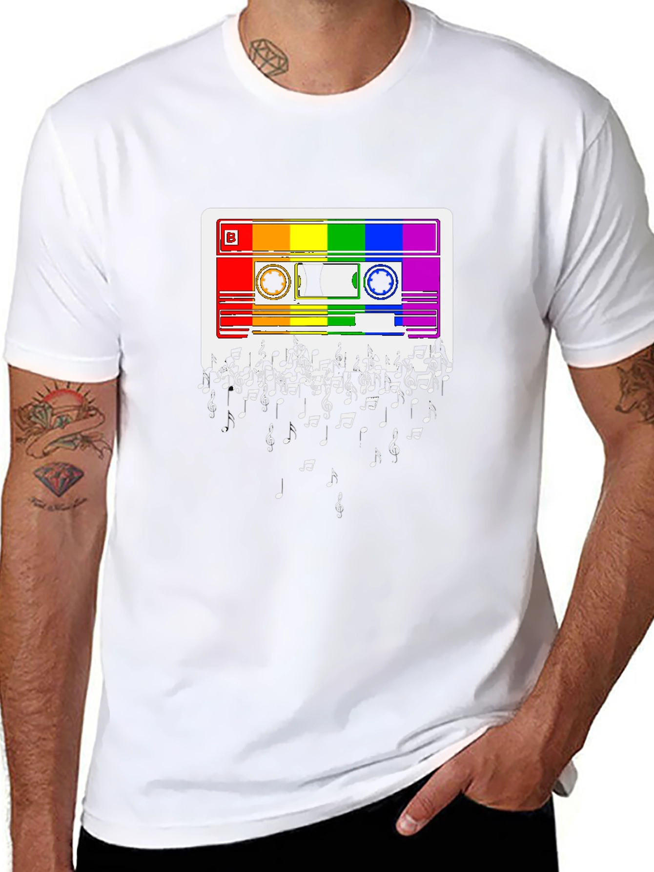 Rainbow Cassette Tape Music Note T-Shirt
