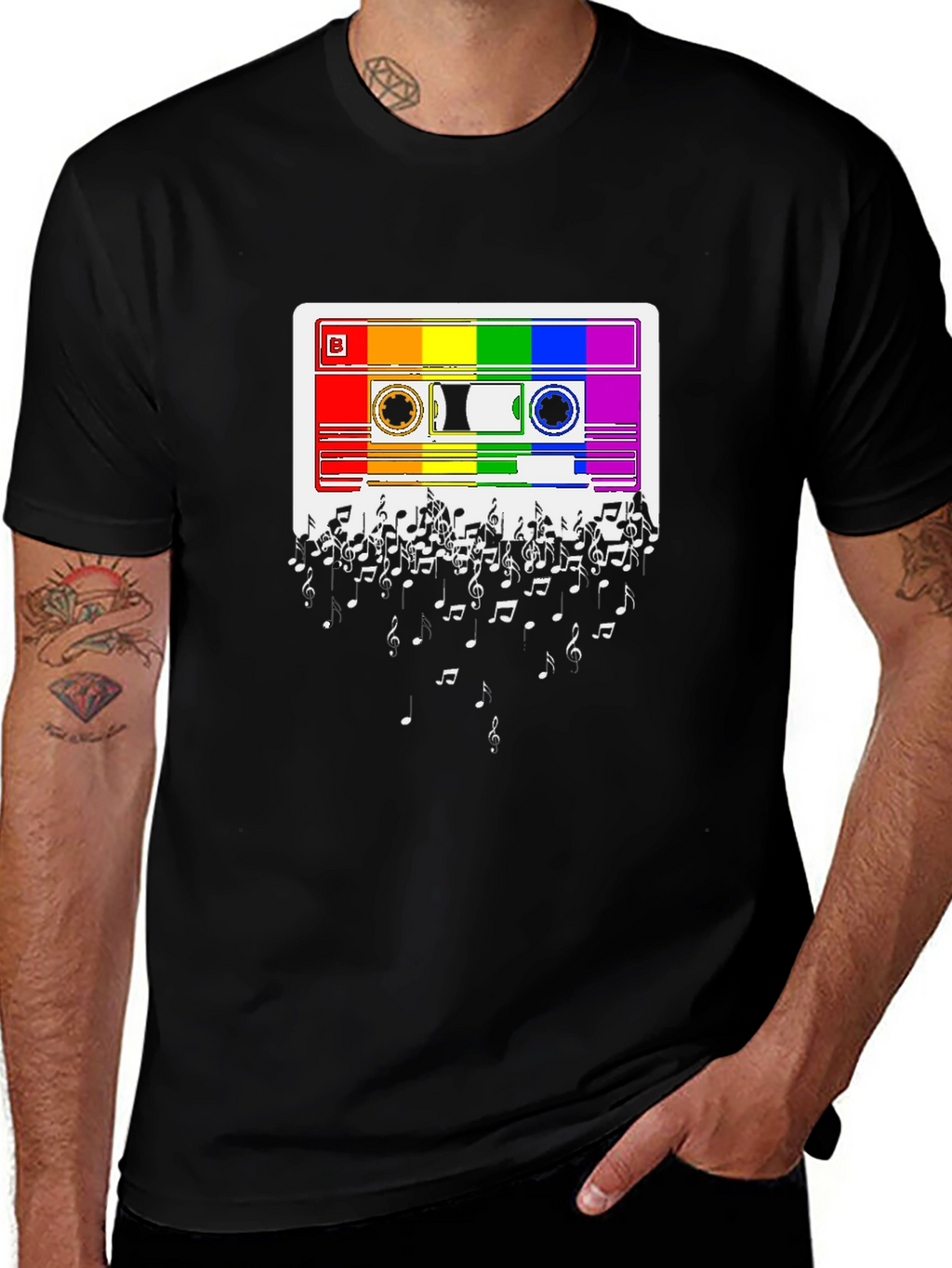 Rainbow Cassette Tape Music Note T-Shirt