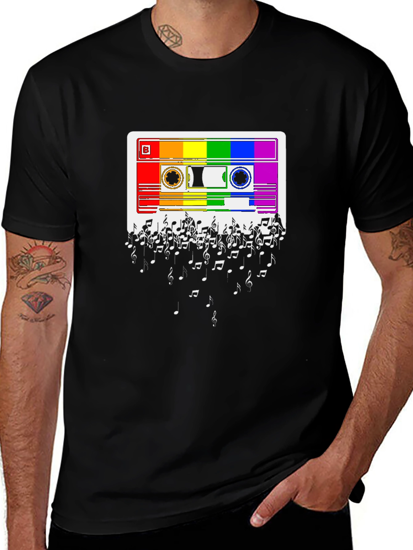 Rainbow Cassette Tape Music Note T-Shirt
