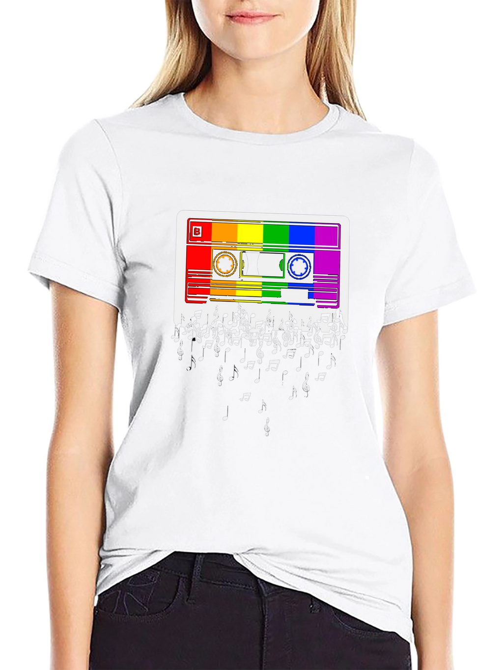 Rainbow Cassette Tape Music Note T-Shirt