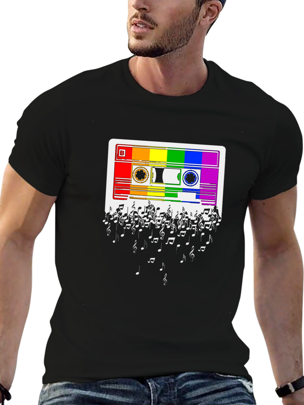 Rainbow Cassette Tape Music Note T-Shirt