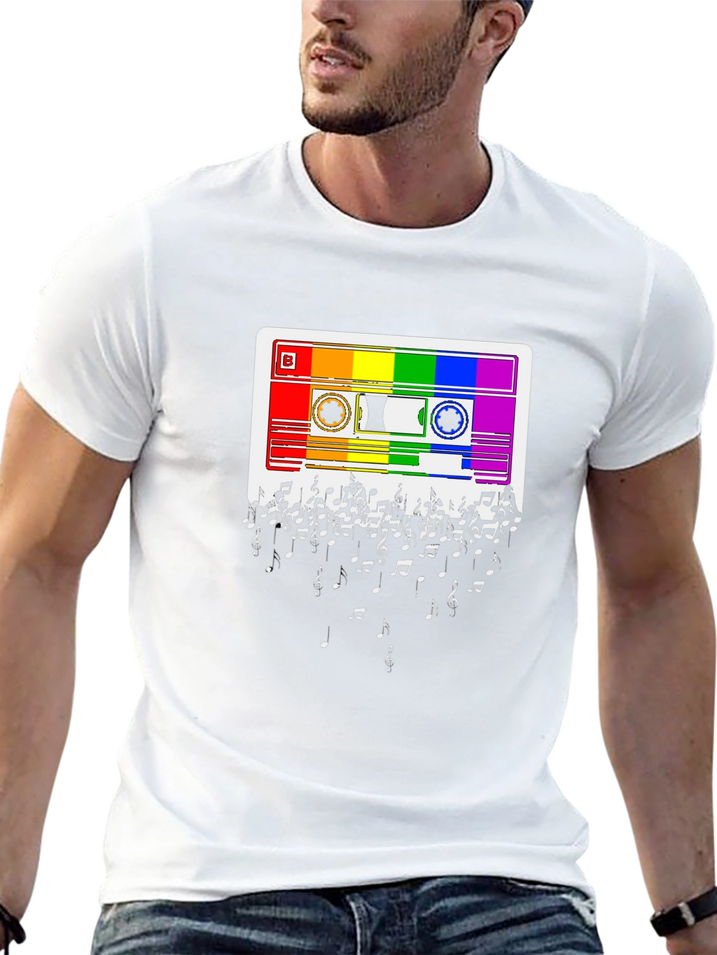 Rainbow Cassette Tape Music Note T-Shirt