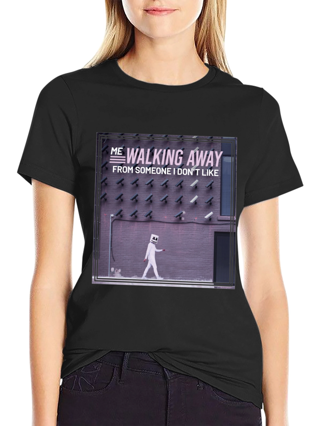 Walking Away Graphic Tee - Black Cotton T-Shirt