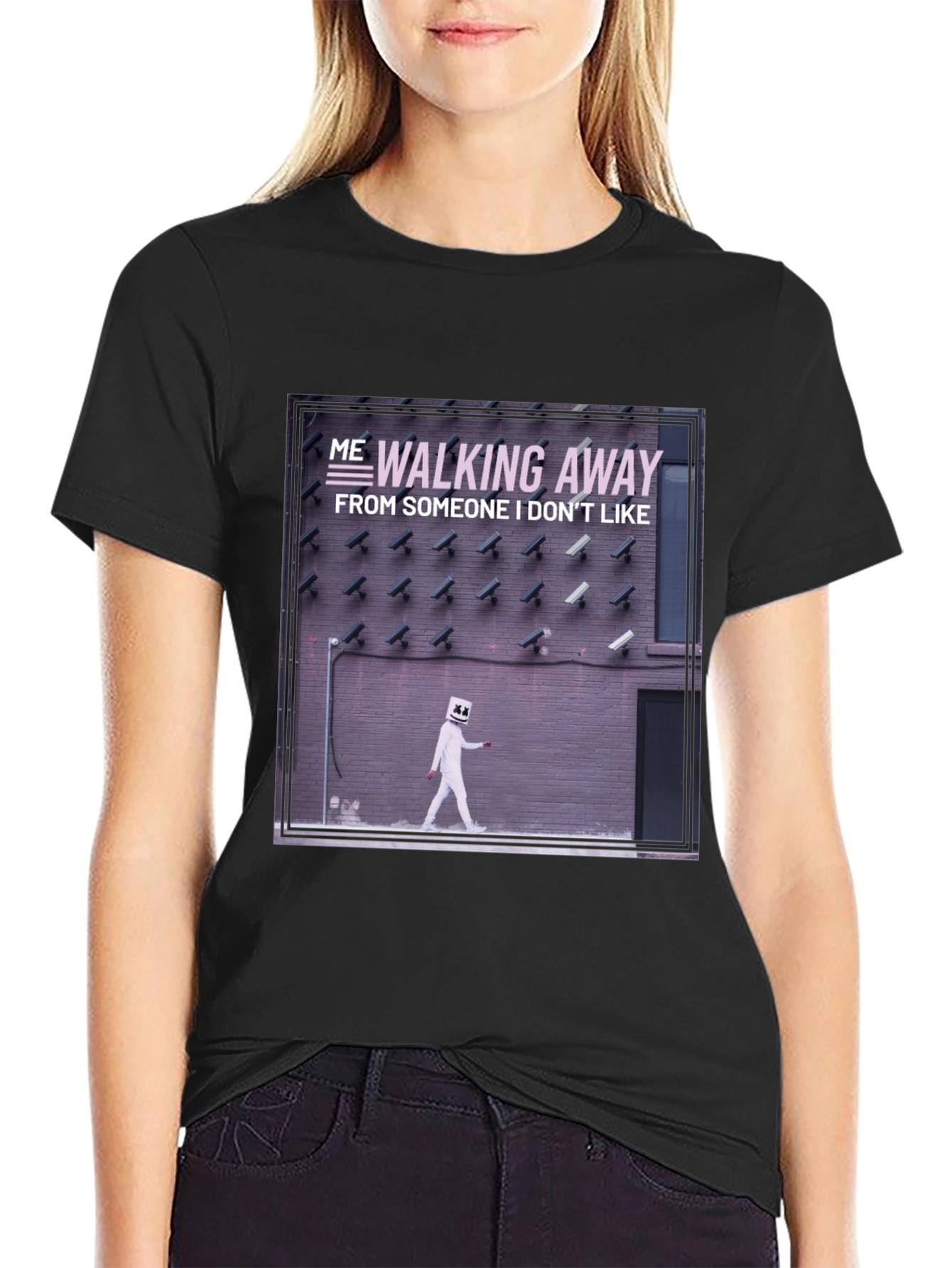 Walking Away Graphic Tee - Black Cotton T-Shirt