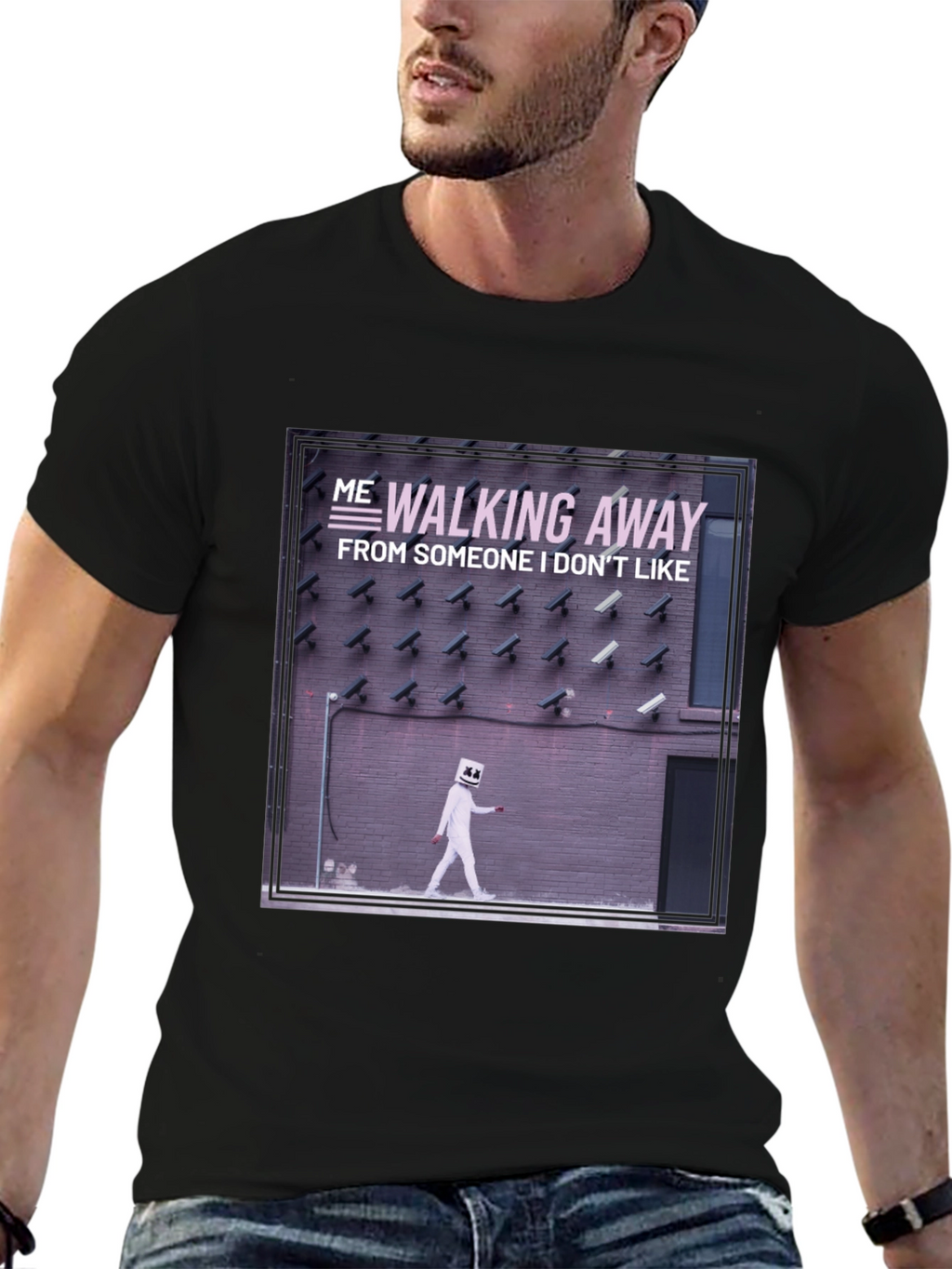 Walking Away Graphic Tee - Black Cotton T-Shirt