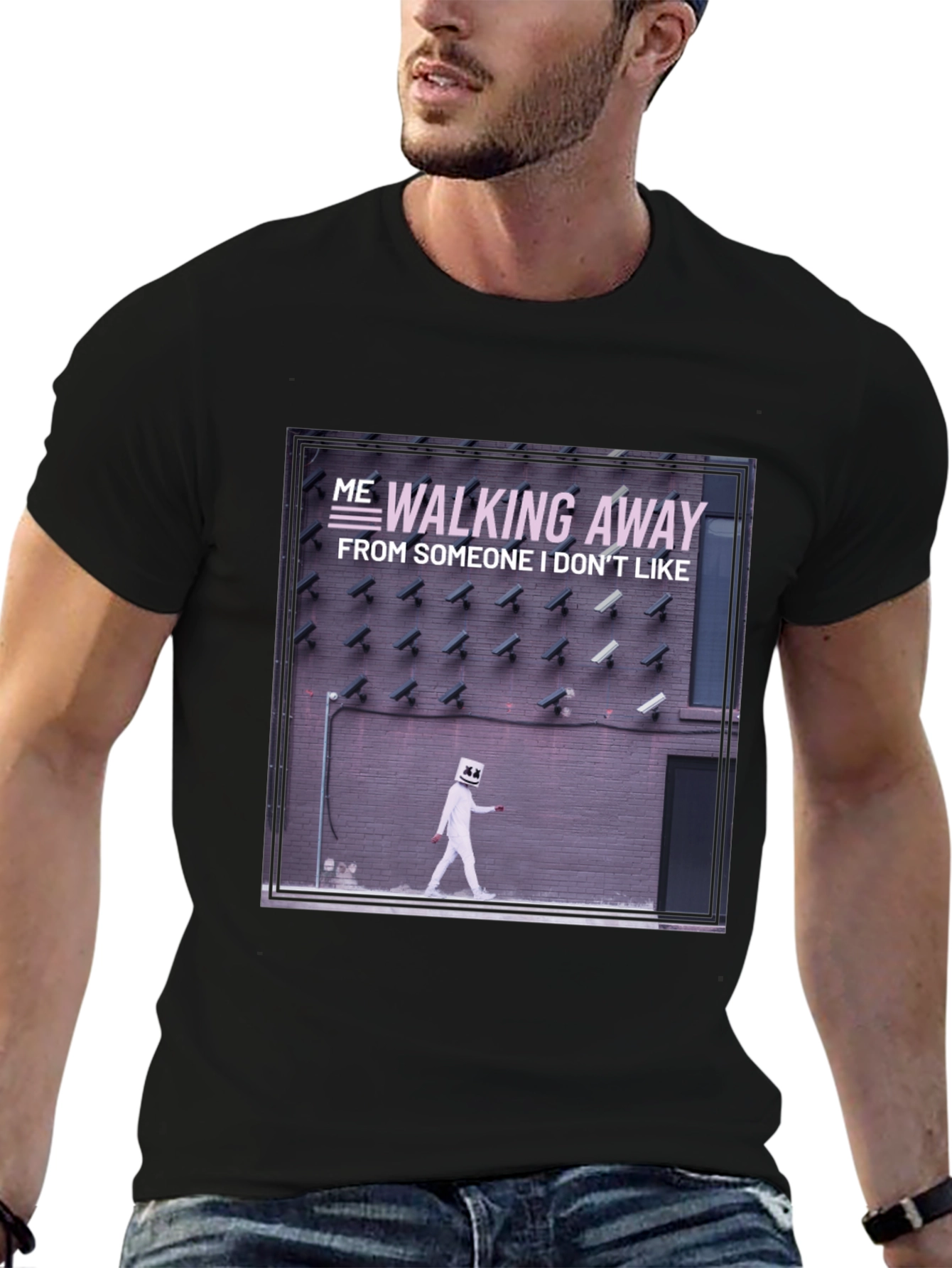Walking Away Graphic Tee - Black Cotton T-Shirt