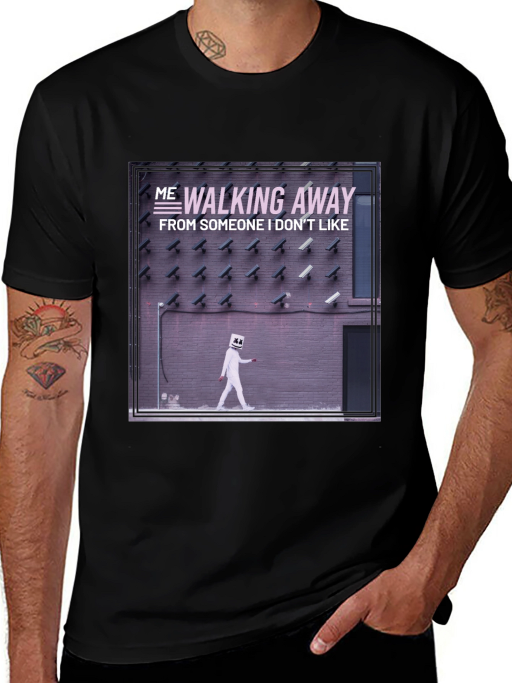 Walking Away Graphic Tee - Black Cotton T-Shirt