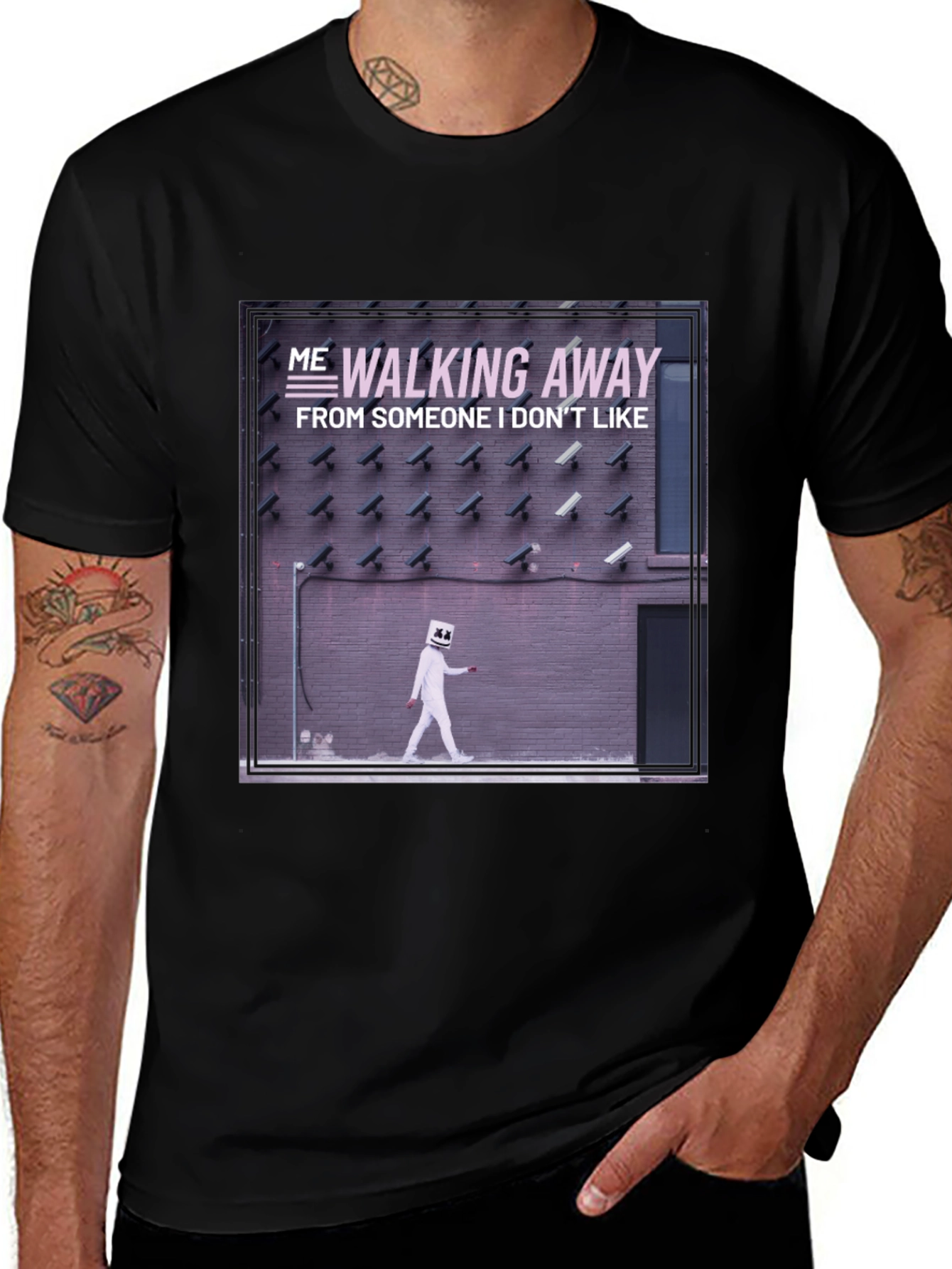 Walking Away Graphic Tee - Black Cotton T-Shirt