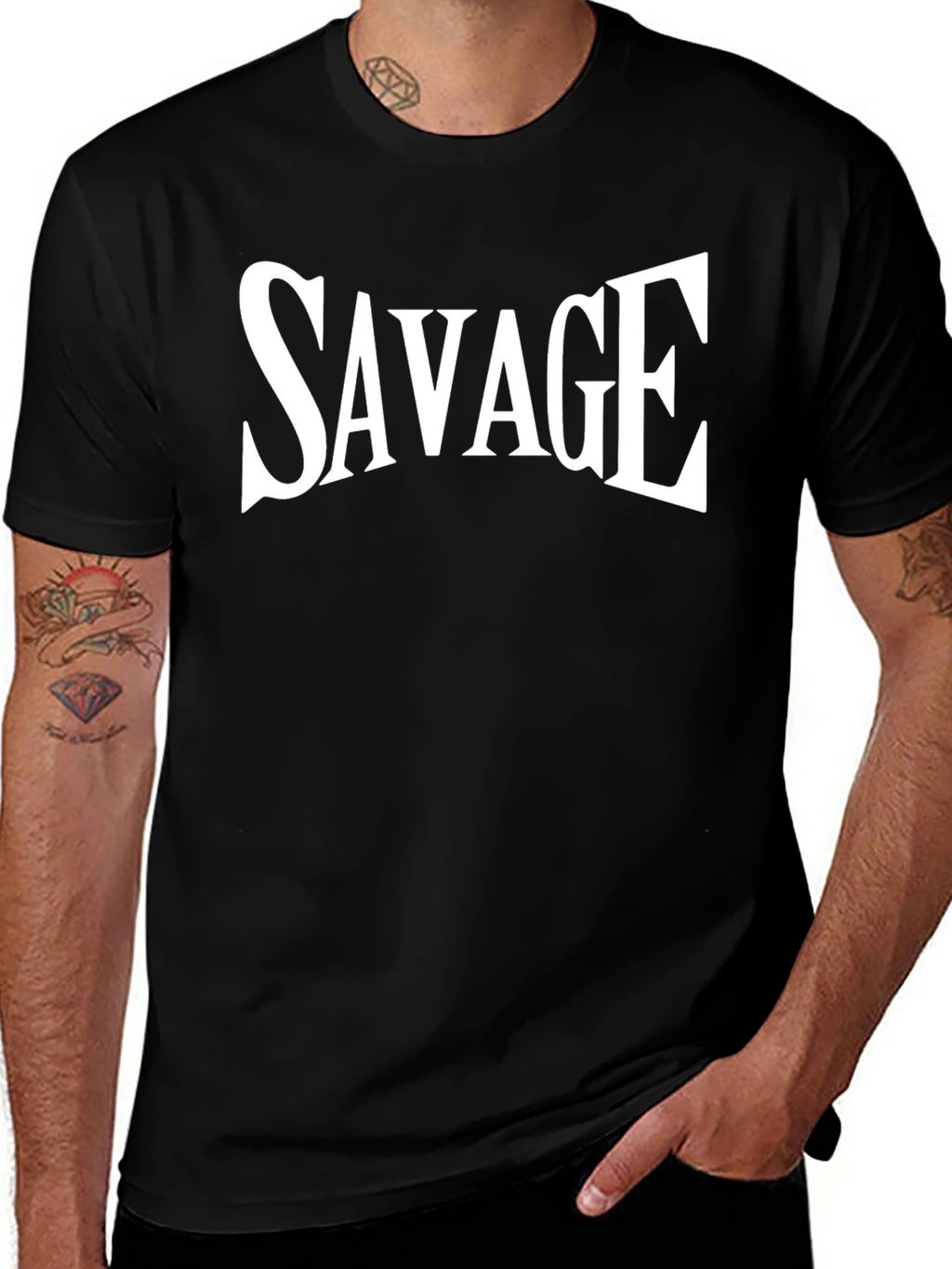 Savage Graphic Tee - Bold Black Cotton T-Shirt