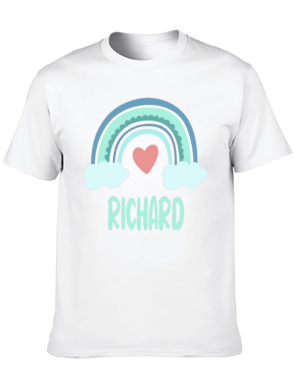 Personalized Richard Rainbow Heart Graphic T-Shirt