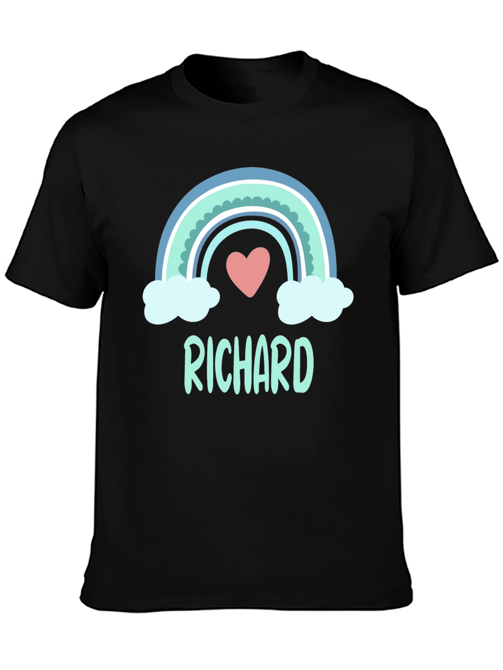 Personalized Richard Rainbow Heart Graphic T-Shirt
