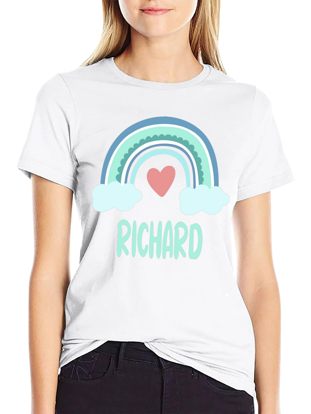 Personalized Richard Rainbow Heart Graphic T-Shirt