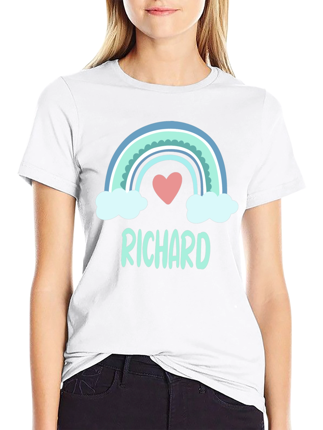 Personalized Richard Rainbow Heart Graphic T-Shirt
