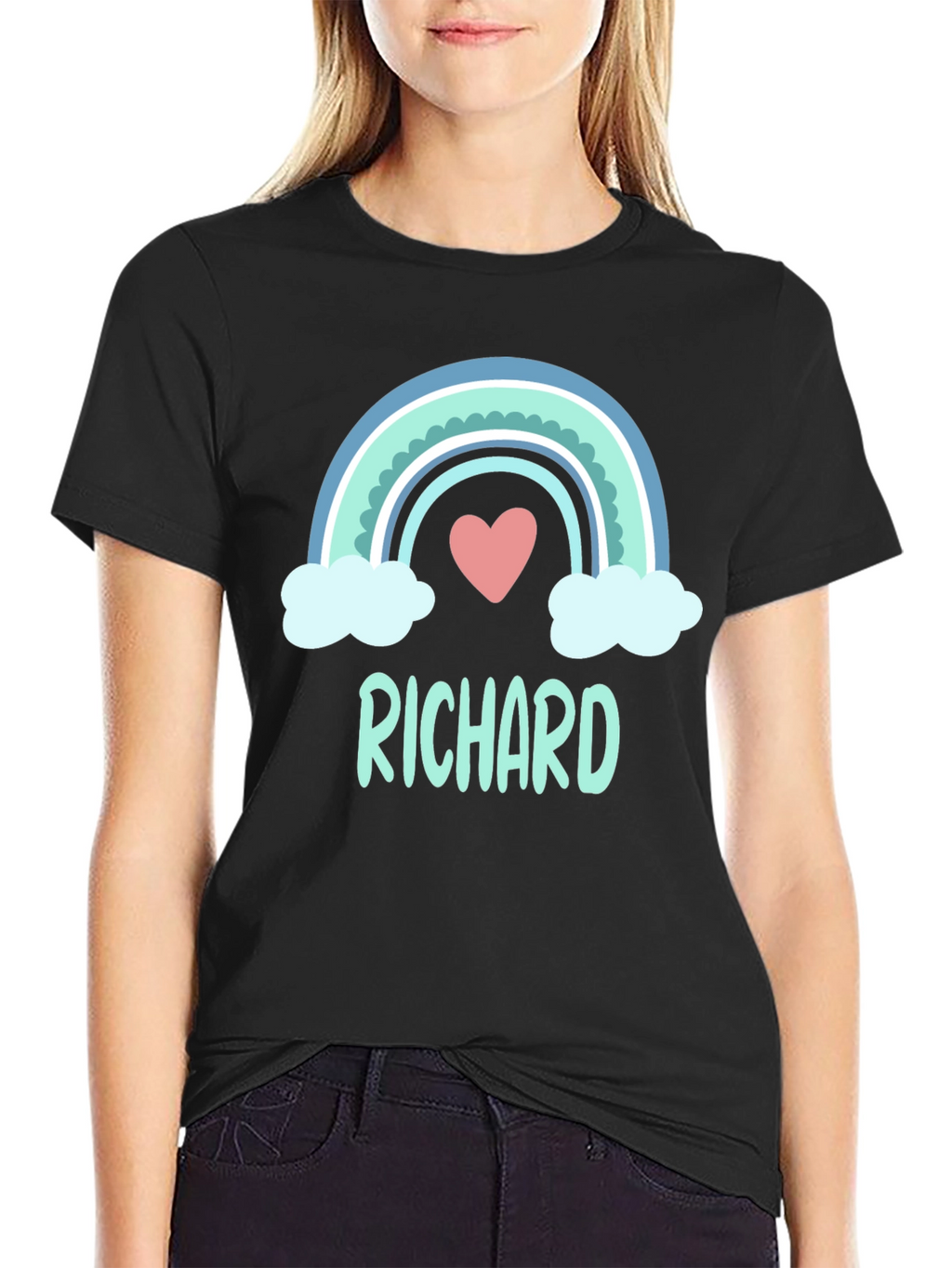 Personalized Richard Rainbow Heart Graphic T-Shirt