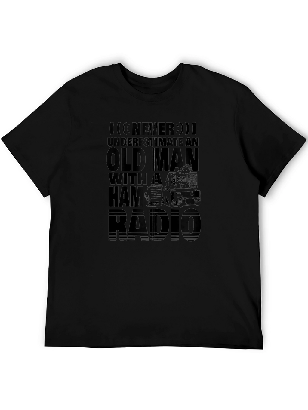 Old Man Ham Radio Black T-Shirt