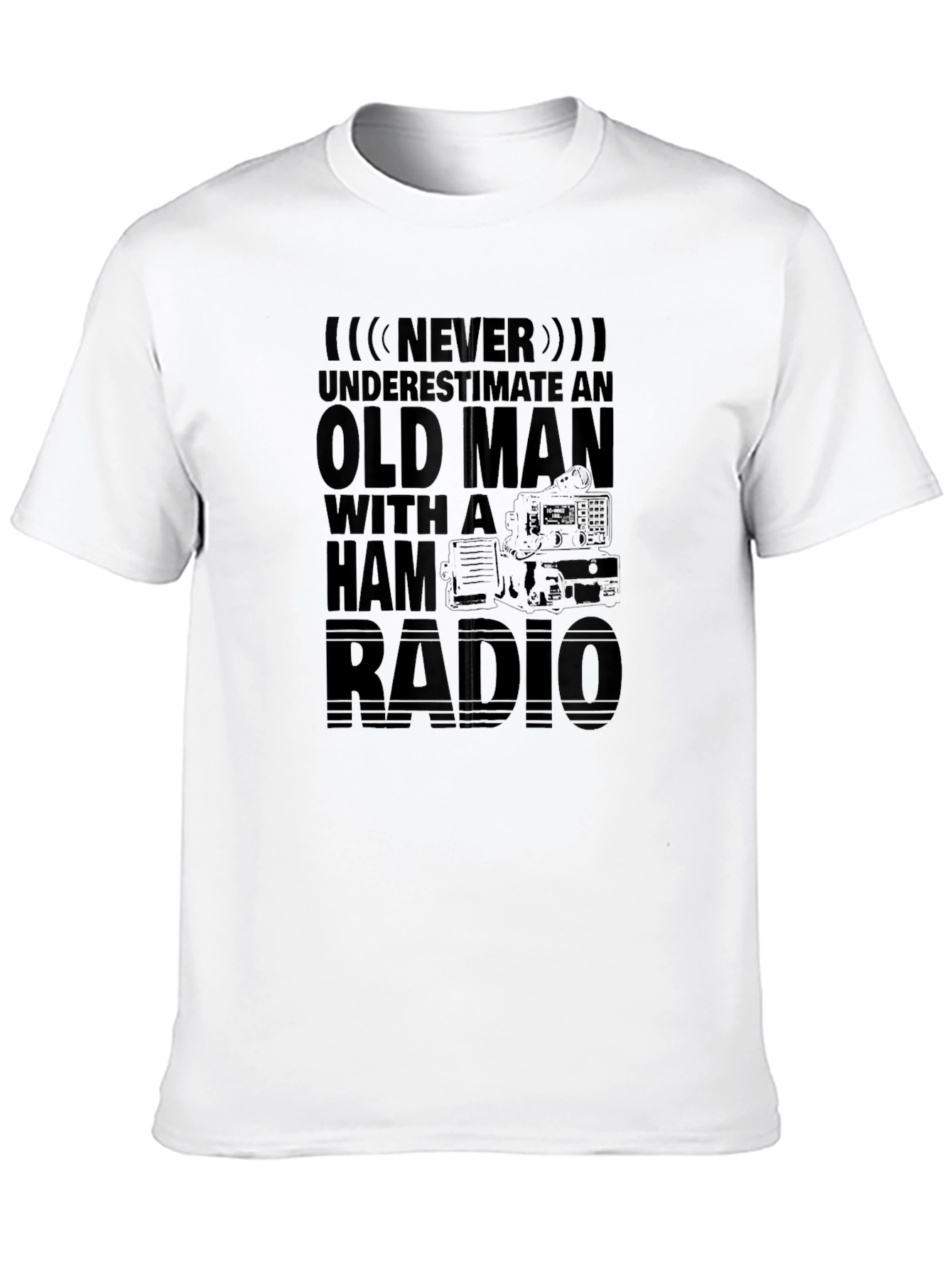 Old Man Ham Radio Black T-Shirt