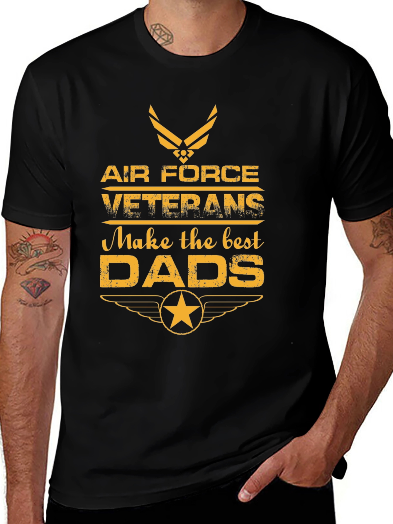 Air Force Veteran Dad T-Shirt - Black