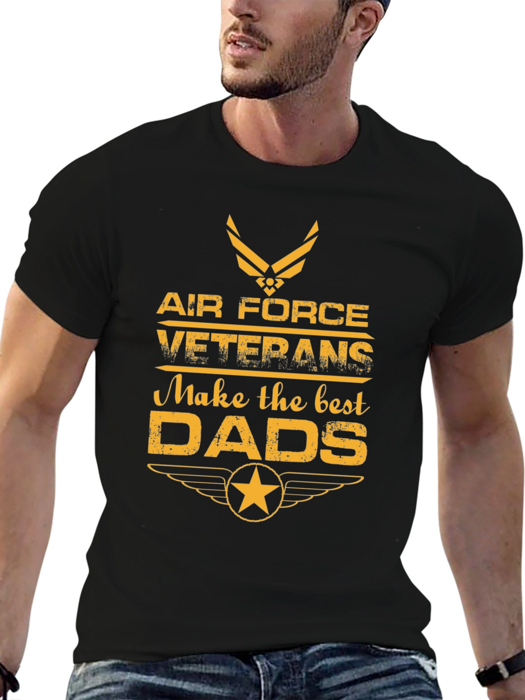 Air Force Veteran Dad T-Shirt - Black