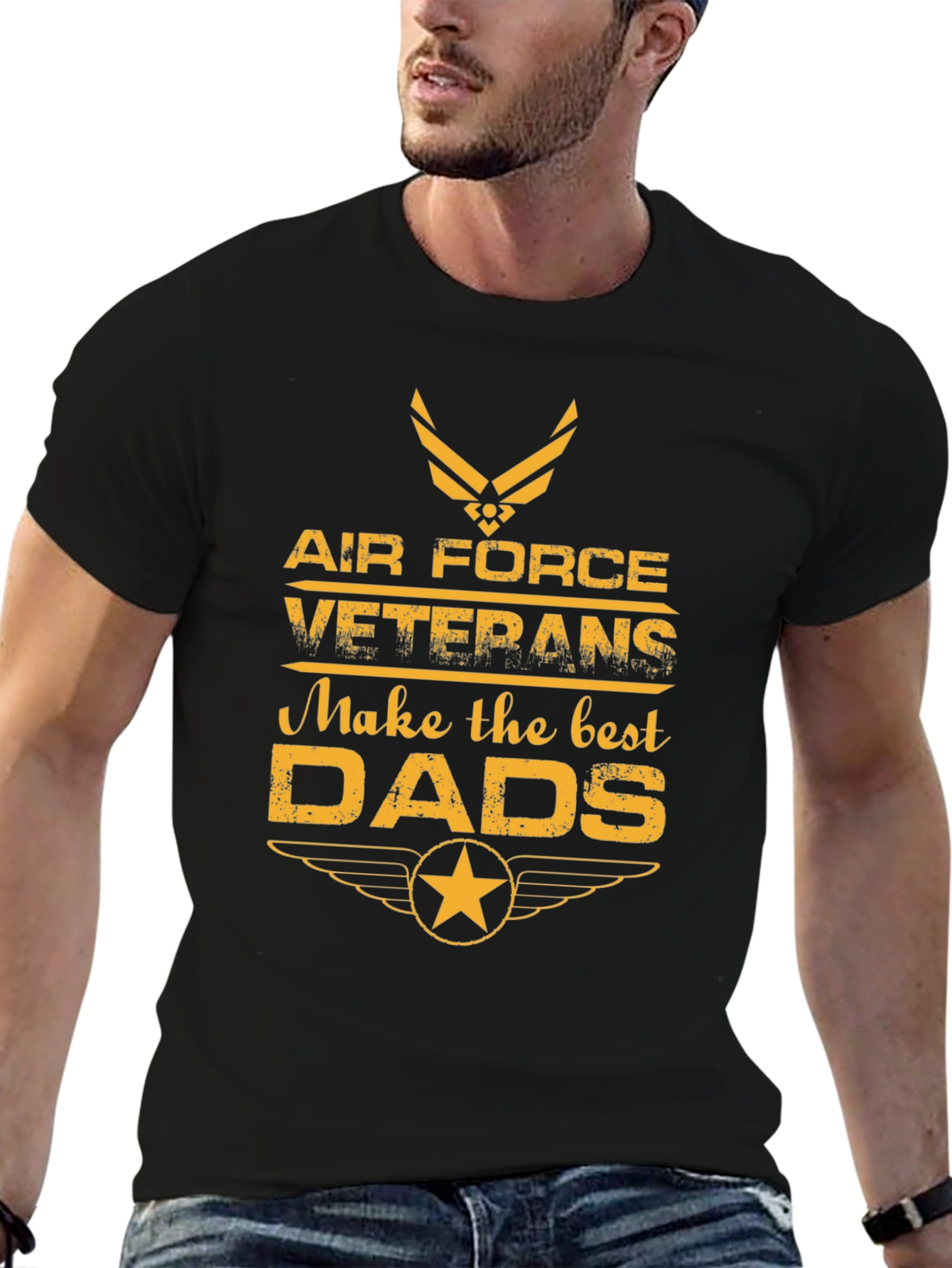 Air Force Veteran Dad T-Shirt - Black