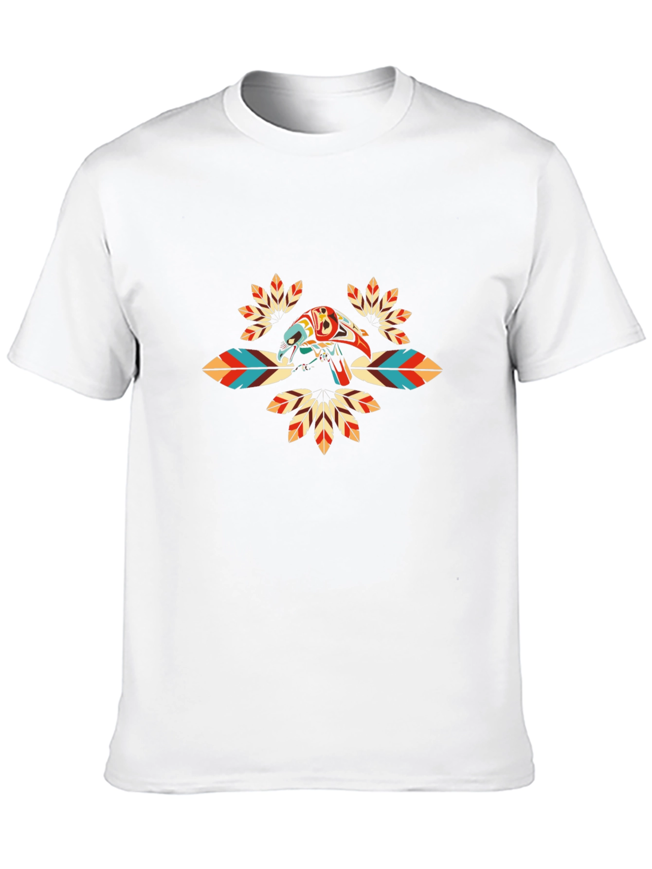 Graphic Tee with Native American Inspired Bird Design