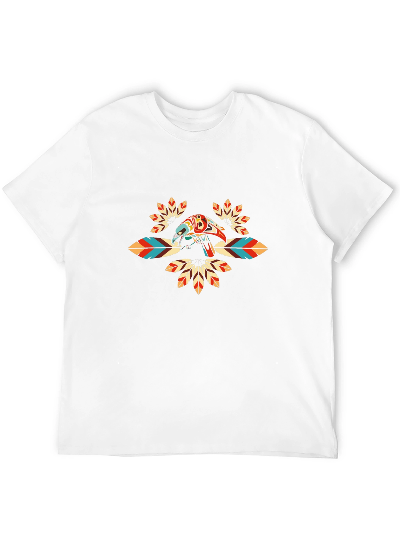 Graphic Tee with Native American Inspired Bird Design
