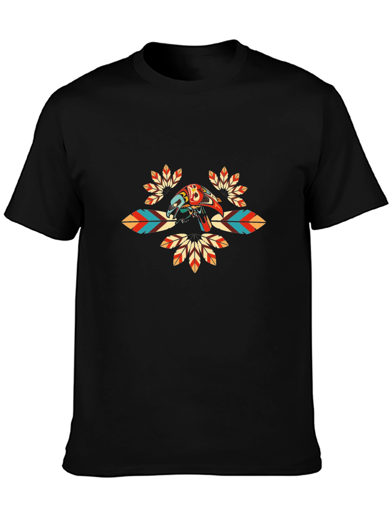 Graphic Tee with Native American Inspired Bird Design