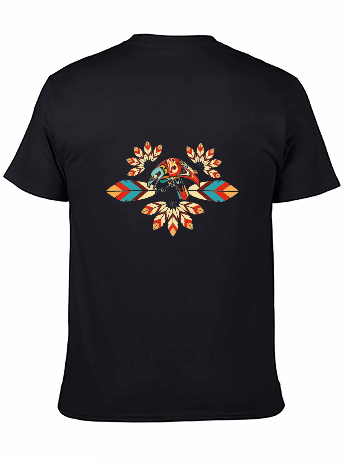 Graphic Tee with Native American Inspired Bird Design