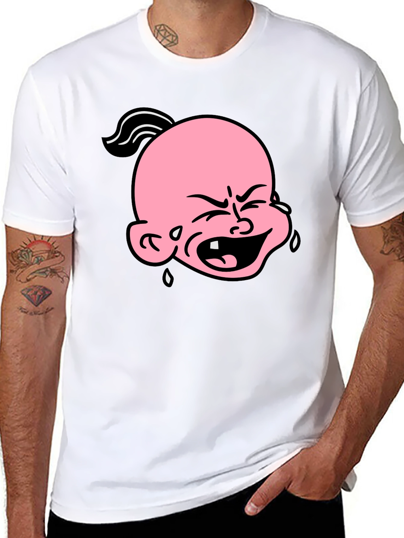 Cartoon Crying Baby T-Shirt - Black Graphic Tee
